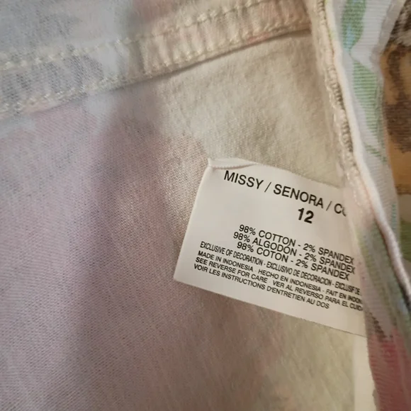 Nine West Vintage America Boho Floral Ankle Pants Denim Multicolor Women's 12 🌸 - Picture 8 of 10